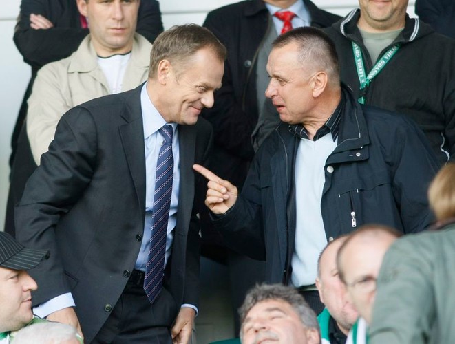 Tusk z byłym trenerem Lechii Bogusławem Kaczmarkiem