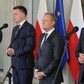 Szef PO Donald Tusk, liderzy Trzeciej Drogi Szymon Hołownia i Władysław Kosiniak-Kamysz oraz współprzewodniczący Nowej Lewicy Włodzimierz Czarzasty