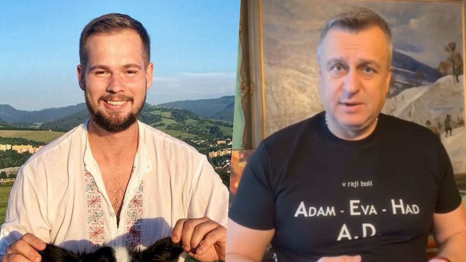 Komik Fero Joke a líder strany SNS Andrej Danko. 