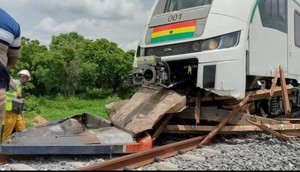 The train involved in the accident during the test run.