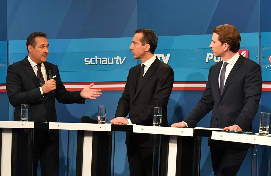 Kristijan Kern (SPÖ), Hajnc-Kristijan Štrahe (FPÖ) i Sebastijan Kurc (nova Narodna partija)