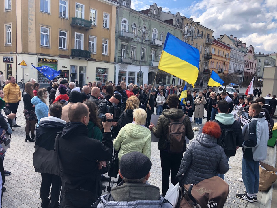 Demonstracja solidarności z Ukrainą w Kielcach