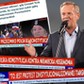 Donald Tusk podczas manifestacji na Placu Zamkowym w Warszawie. W tle nagłówki z prorządowych mediów