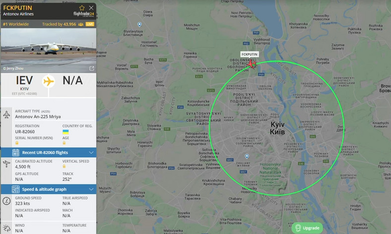 "Duch" największego samolotu świata latał nad Kijowem i "pie****ł Putina"