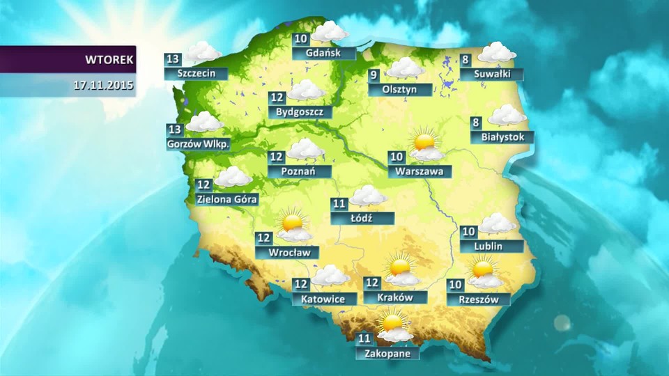 Prognoza pogody dla Polski - 17.11