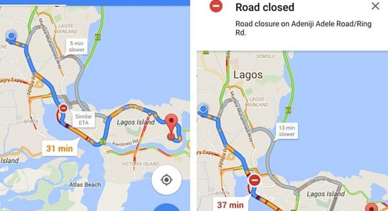 Real time traffic updates on Google Maps in Nigeria