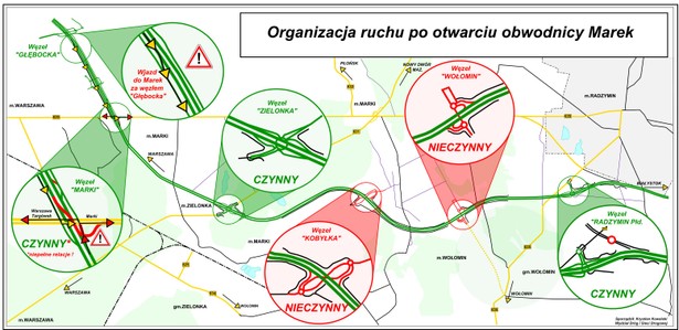 Organizacja ruchu po otwarcu obwodnicy Marek. Źródło: GDDKiA