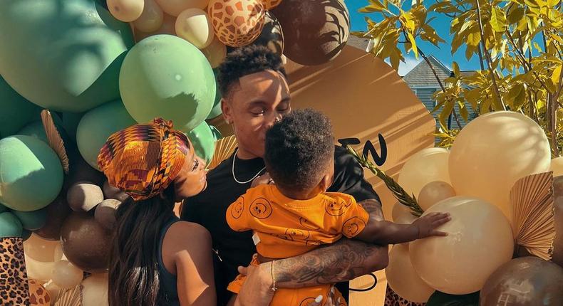 Celebrity couple Rotimi & Vanessa Mdee with their son Seven as they celebrated his first birthday on September 28, 2022