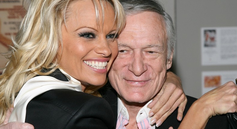 Pamela Anderson and Hugh Hefner at the Playboy Legacy Collection Launch in Los Angeles, California on January 16, 2007.Michael Bezjian/WireImage