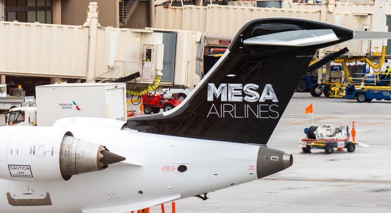 A Mesa Airlines plane at Phoenix Sky Harbor International Airport.