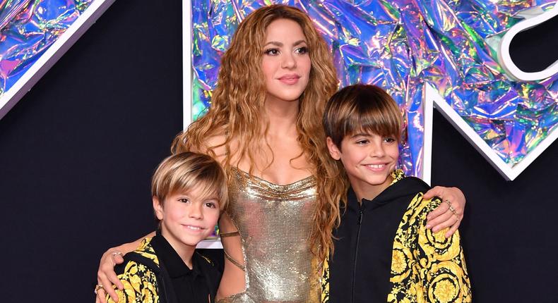 Shakira, pictured here with her two sons, says it's good not to have a husband because it was dragging her down.ANGELA WEISS/AFP via Getty Images