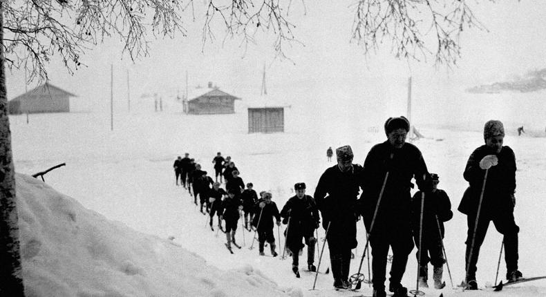 Canadian volunteers fighting for Finland on February 24, 1940.