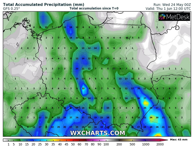Do końca maja nie ma większych szans na silniejsze opady deszczu w Polsce.