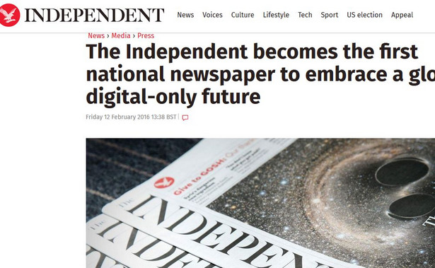 Brytyjski dziennik "The Independent" przestaje ukazywać się drukiem