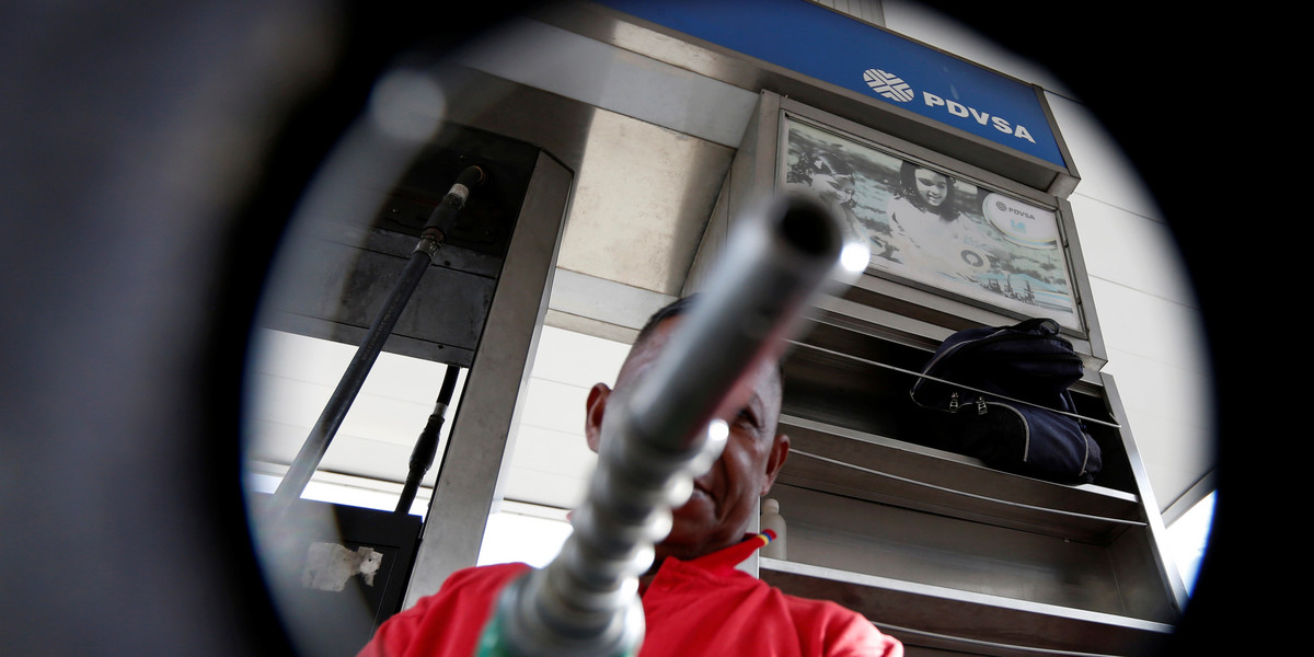 A photo taken at a gas station belonging to the Venezuelan state oil company PDVSA in Caracas, Venezuela, on July 21.