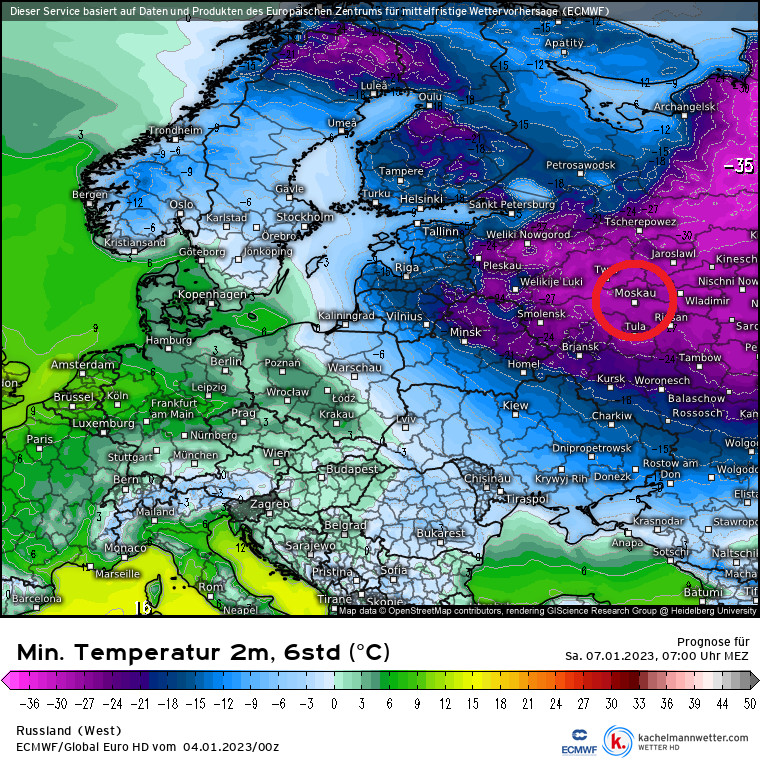 W weekend temperatura w wielu miejscach Rosji, w tym w Moskwie, spadnie do -30 st. C, a nawet niżej!