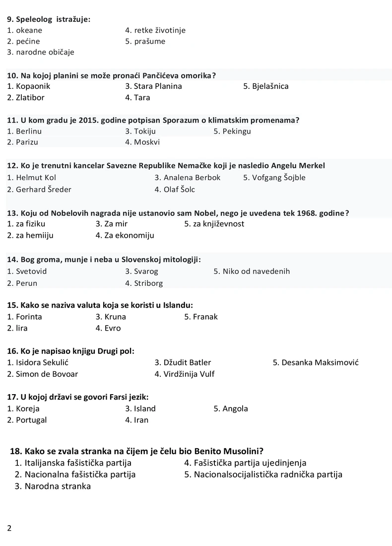 Test opšte informisanosti