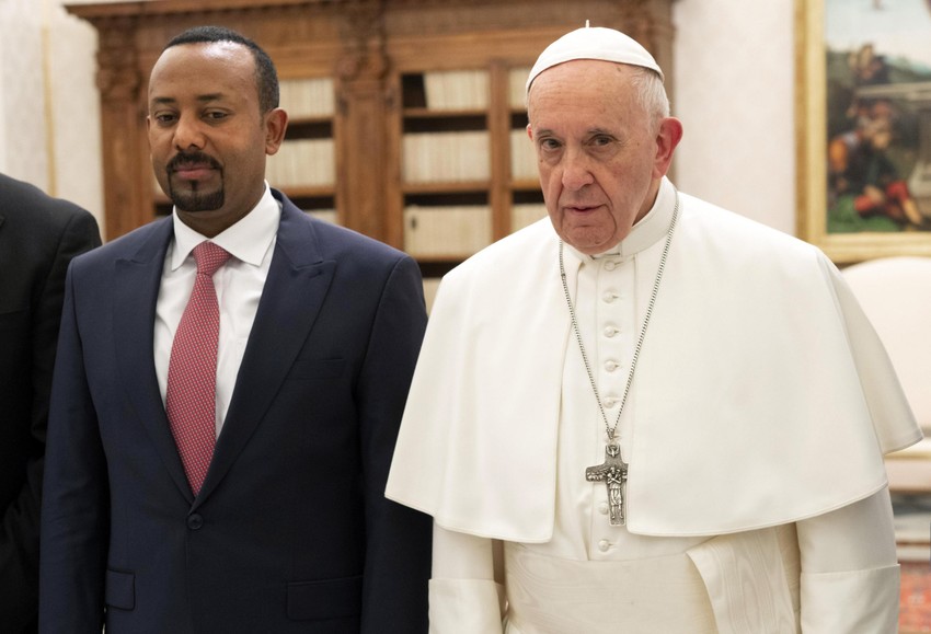 Abij Ahmed sa papom Franjom u Vatikanu u januaru 2019.