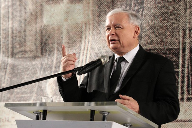 Prezes PiS Jarosław Kaczyński podczas spotkania z wyborcami w Krakowie.