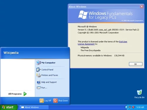 Windows FLP, czyli okrojona wersja Windows XP. System niedostępny w "zwykłej" sprzedaży detalicznej.