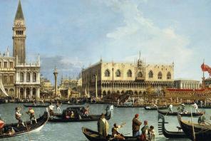 Antonio Canal, Widok molo z Zatoki św. Marka w dniu Wniebowstąpienia, 1733-1734, płótno, 76,8 x 125,4 cm, kolekcja Jej Wysokości Królowej Elżbiety II.