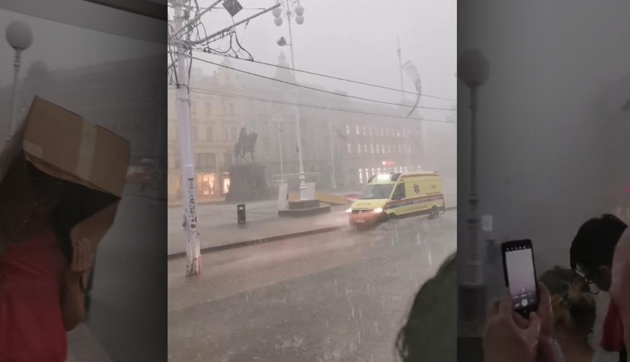 In Zagreb fliegen Dächer weg, der Wind zerstört alles davor
