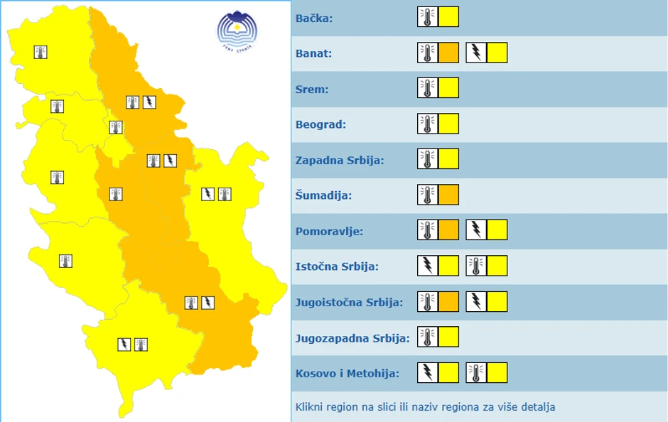 Meteoalarm za 6. jun
