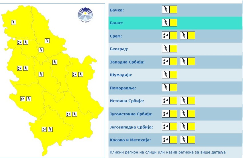 Meteoalarm za 11. jun