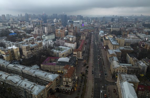 Widok na Kijów w dniu ataku Rosji na Ukrainę