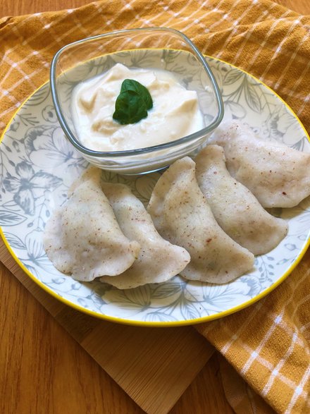 Pierogi bezglutenowe ze szpinakiem i tofu 