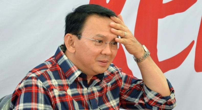 Jakarta's governor Basuki Tjahaja Purnama, who is also a member of Indonesia's ethnic Chinese minority, seen at a campaign rally for the next round of the governor elections, on November 16, 2016