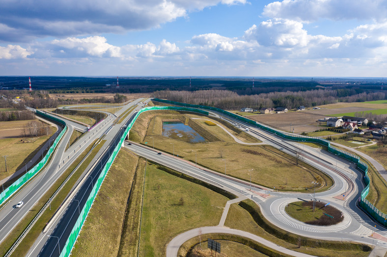 Węzeł Kałuszyn na A2 w miejscu, w którym kończy się autostrada A2