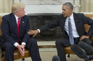 US President Barack Obama welcomes President-elect Donald Trump