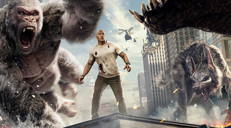 Dwayne Johnson eltörpül a mutáns szörnyetegek között (Fotó: HBO )