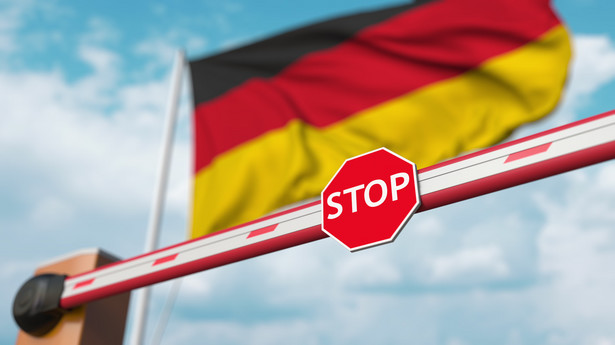Granica, Niemcy, flaga niemiecka, znak stop, przejście graniczne