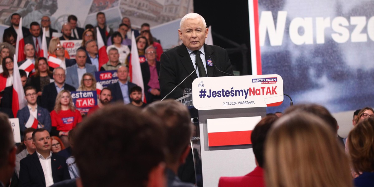 Jarosław Kaczyński na konwencji Prawa i  Sprawiedliwości