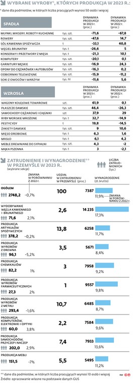 Wybrane wyroby, których produkcja w 2023 r.