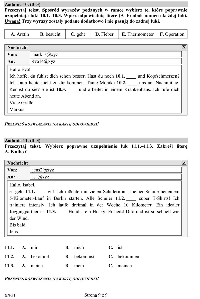 Egzamin gimnazjalny 2016: język niemiecki pytania 