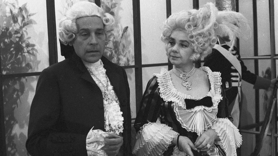 Katarzyna Łaniewska i Edmund Fetting w spektaklu "Wielki Fryderyk" (1977)