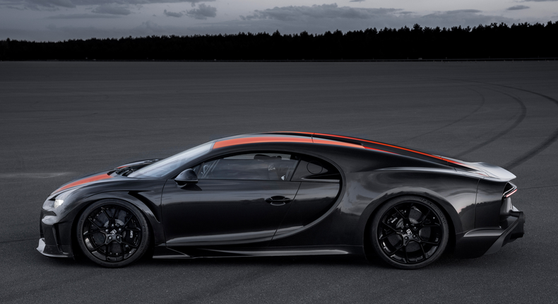 This is the first time a street-legal production hypercar has broken the 300 mph barrier, according to Bugatti. The car reached exactly 304.773 mph at a VW Group test track.