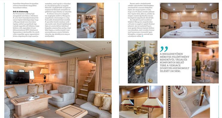 A Le St-James Mangusta 80 luxusjacht impozáns belseje a  klub 2020-as magazinjában / Fotó: Wiking Yacht Klub Magazin