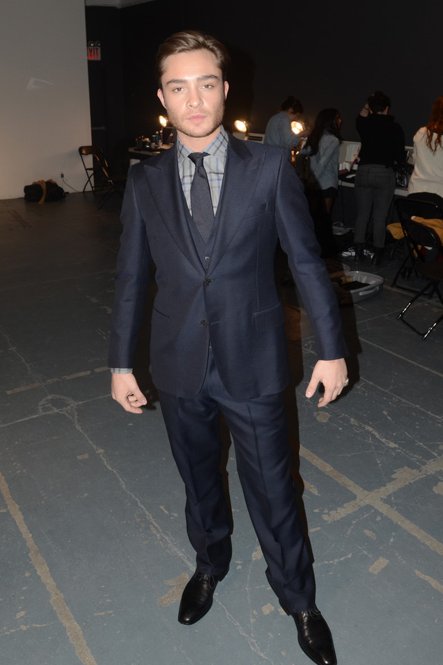 Ed Westwick na pokazie Simon Spurr podczas NY Fashion Week