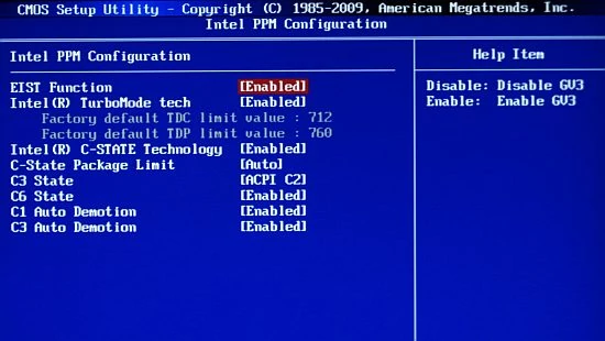 W zakładce Intel PPM Configuration są dostępne opcje ustawień C-State