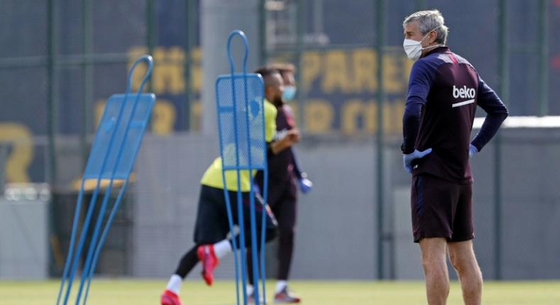 Barcelona coach Quique Setien and his squad resumed training on May 8