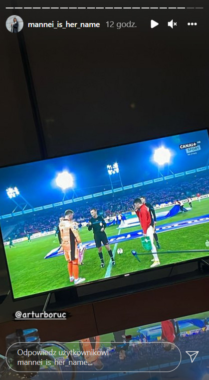Sara Boruc-Mannei pokazała na Instastories, jak oglądała mecz Cracovia - Legia