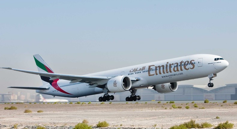 An Emirates Boeing 777-300ER.