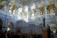 U.S. House Speaker Paul Ryan (R-WI) delivers a policy address from the Great Hall at the Library of 