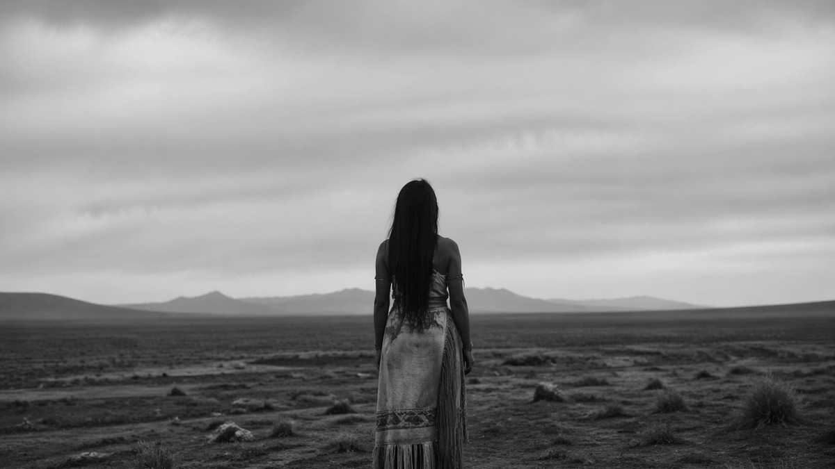 Usamljena žena na ostrvu - ilustracija