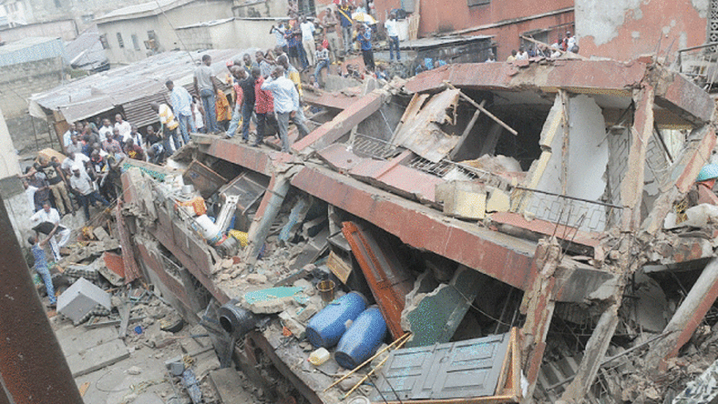 A collapsed building in Lagos