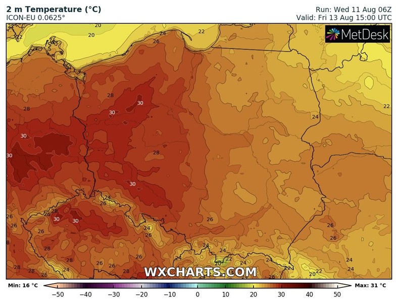 Piątek z upałem na zachodzie Polski